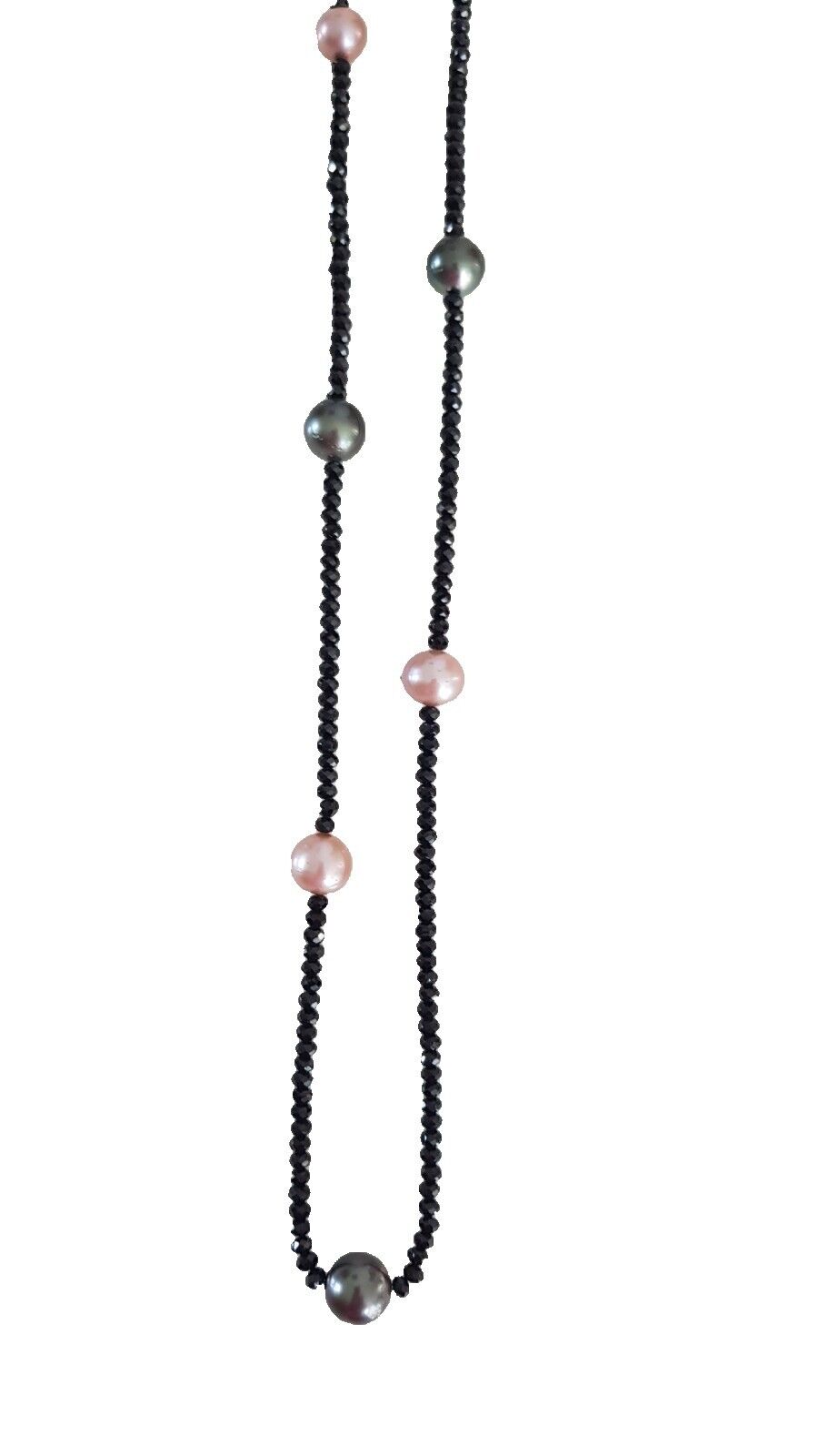 Tahiti- und rosa Ming Perlen Kette 90 cm lang