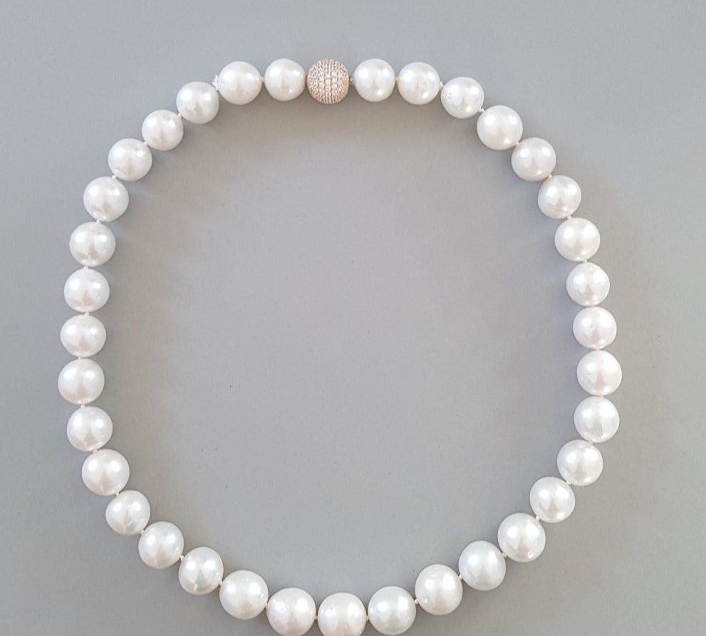 Ming Perlen Kette, 46 cm, große Perlen ! Wechselverschluss !