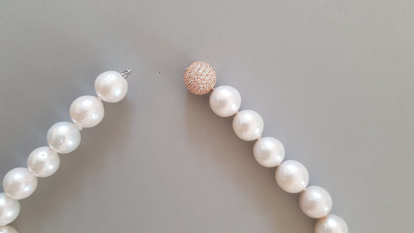 Ming Perlen Kette, 46 cm, große Perlen ! Wechselverschluss !